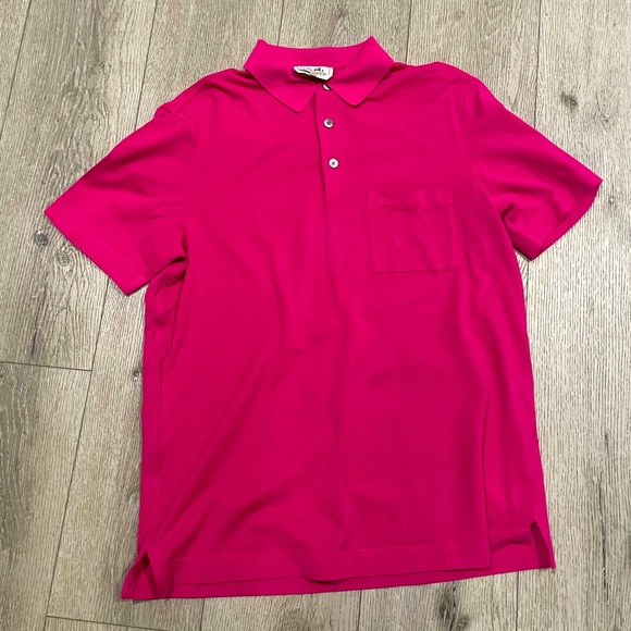 Hermes | Shirts | Hermes Paris Mens Polo Pink Size Small Fits A Medium ...